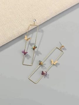 a pair of Zircon Butterfly Decor Drop Earrings