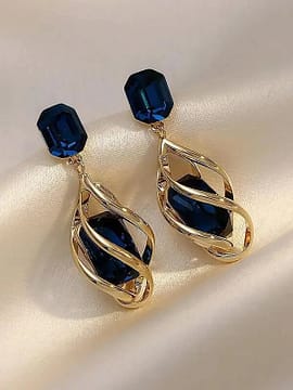 a pair of Crystal Drop Earrings with blue crystals